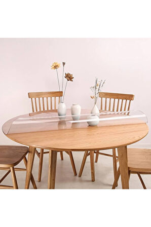 Yuvarlak Şeffaf Silinebilir Masa Örtüsü| 1,3 mm Kalın PVC Kaymaz Sofra Bezi