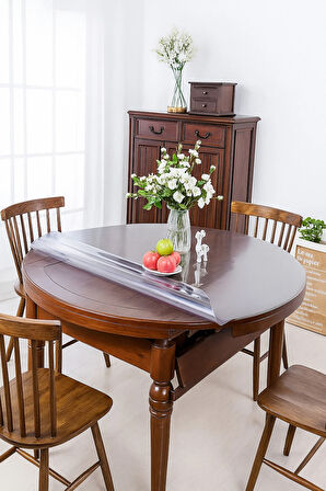 Yuvarlak Şeffaf Silinebilir Masa Örtüsü| 1,3 mm Kalın PVC Kaymaz Sofra Bezi