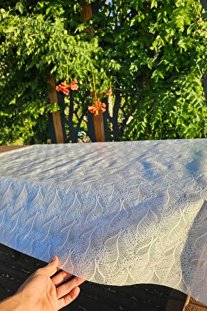 Hasır Pvc Kaplamalı Silinebilir Masa Örtüsü Su Geçirmez Lüks Muşamba Sofra Bezi Dantel Desenli