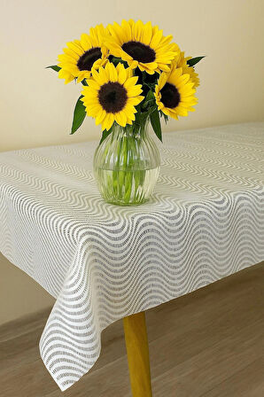 Hasır Desen Lüks PVC Silinebilir Su Geçirmez Masa Örtüsü – Modern Sofra Bezi, Kaymaz Şık Muşamba