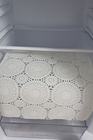 Dantel Çiçek Desenli Şeffaf PVC Raf Örtüsü – Buzdolabı, Çekmece, Dolap İçi