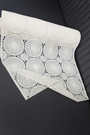 Dantel Çiçek Desenli Şeffaf PVC Raf Örtüsü – Buzdolabı, Çekmece, Dolap İçi