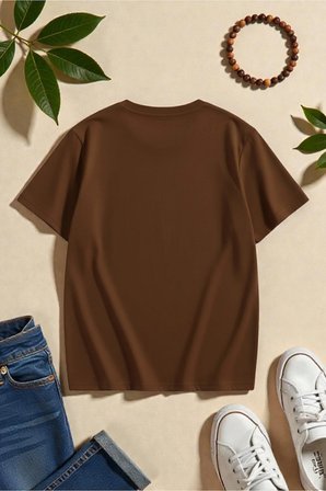 Unisex Leopar Desenli Kurdele Baskılı Tasarım Tshirt
