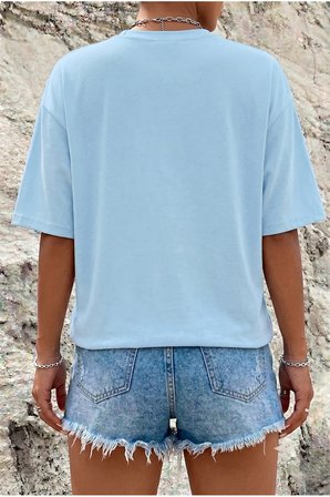 Unisex Renkli Balıklar Baskılı Bej Tişört Baskılı Tasarım Tshirt