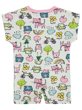 Misket Kız Bebek Patiksiz Tulum 0-6 Ay Pembe