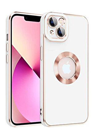 iPhone 14 Plus Kılıf Kamera Korumalı Logo Çevresi Halka Tasarım Lüx Kapak
