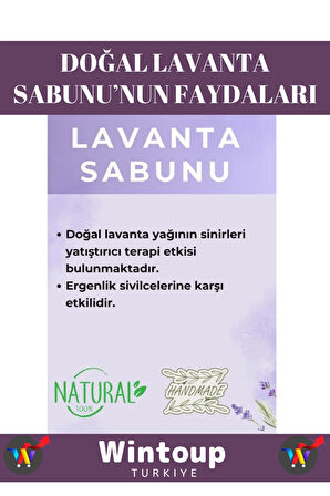 Özel Üretim %100 Doğal Cilt&Saç Onarıcı Tüm Ciltler İçin Uygun Güzel Kokulu Lavanta Sabunu 3 Adet