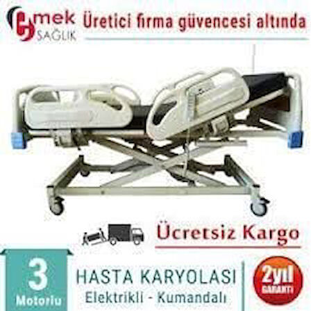 Medikalcim 3 Motorlu ABS Tabanca Ve Asansörlü Hasta Karyolası + 4 Parçalı Yatak