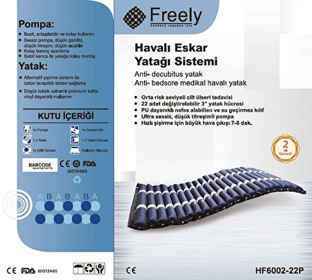 Medikalcim Boru Tipli Havalı Yatak Freely HF6002-22P