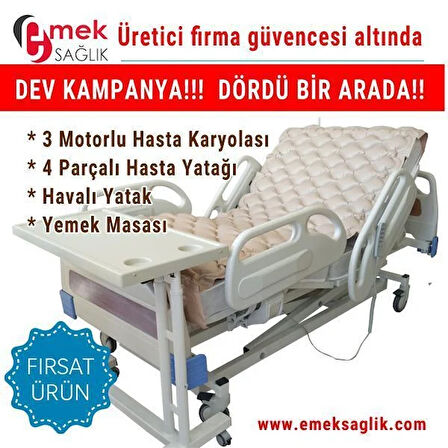 Medikalcim 3 Üç Motorlu Full Abs Hasta Yatağı Karyola