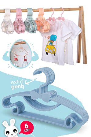 Sweet 6 Adet Mavi Bebek Elbise Askısı 30 Cm Fiyonklu Kelebek Bebek Çocuk Kıyafet Askısı