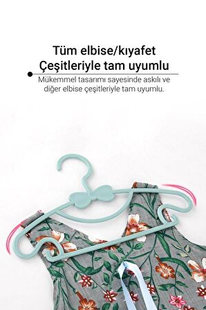 Sweet 6 Adet Mavi Bebek Elbise Askısı 30 Cm Fiyonklu Kelebek Bebek Çocuk Kıyafet Askısı