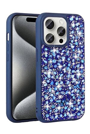 iPhone 15 Pro Max Kılıf Parlak Taşlı Tasarım Linea Kapak