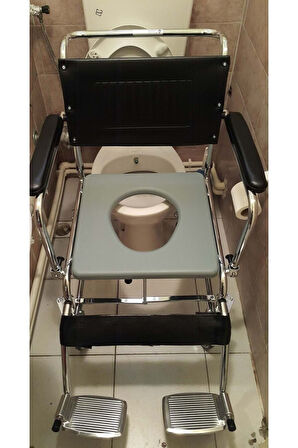 Medikalcim Tekerlekli Tuvalet Ve Banyo Sandalyesi Klozete Uyumlu Hasta Tuvaleti