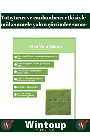 Özel Üretim %100 Doğal Tüm Vücut Kullanım Bitkisel Aloe Vera Sabunu 3 Adet