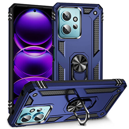 Xiaomi Redmi Note 12 4G Kılıf Yüzüklü Standlı Manyetikli Armor Zırh