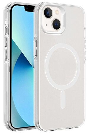 iPhone 15 Kılıf Magsafe Şarj Özellikli Buzlu Transparan C-Pro Sert Kapak