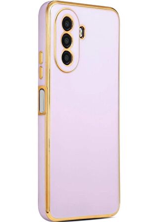 Huawei Nova Y70 Kamera Korumalı Altın Kenar Tasarım Silikon