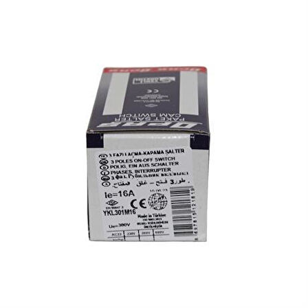 Opaş 3x16A 0-1 Aç-Kapa Mini Tip Kilitli Pako Şalter