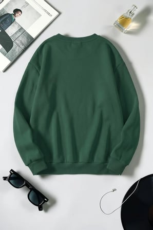 Unisex Kalp Baskılı Bisiklet Yaka Sweatshirt