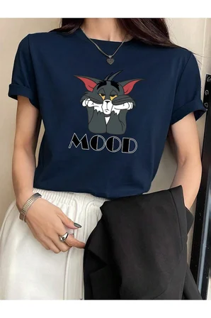 Unisex Mood Baskılı Oversize Tshirt