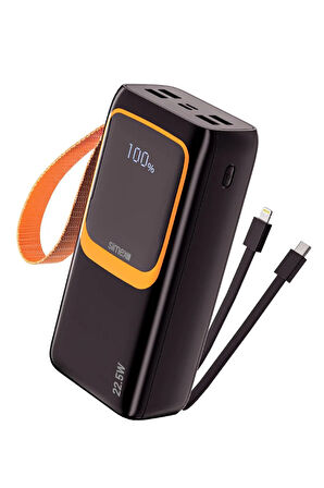 30.000 Mah Powerbank Pd Hızlı Şarj Type C Kablolu Fenerli 20000 Powerbank