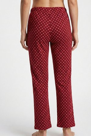 Bordo Kalpli Viskon Dokuma Pijama Altı