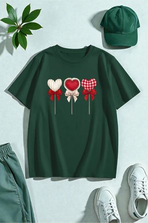 Şekerleme Lolilop Kalp Baskılı Tasarım Tshirt