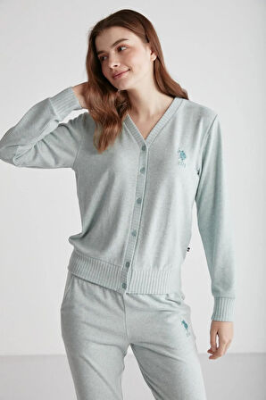 - Kadın Yeşil Melanj Patlı Pijama Takımı 16956