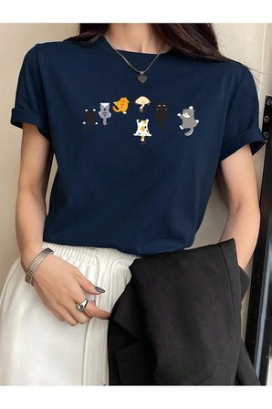 Unisex Yaramaz Kediler Baskılı Tasarım Tshirt