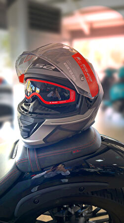 Ls2 Storm 2 Güneş Vizörlü Faster Mat Tıtanıum Kask ECR 22.06 Motosiklet Kaskı 2XL