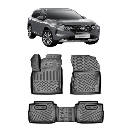Rizline Nissan X-Trail 2022 Sonrası  3D Havuzlu Paspas Siyah