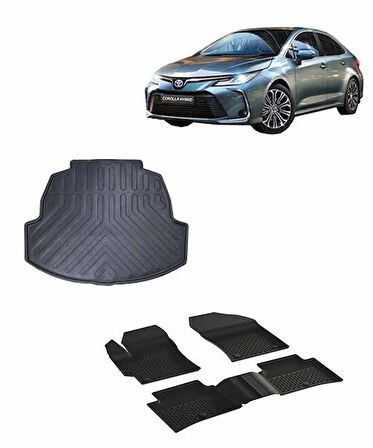 Sahler Sahler Toyota Corolla Sedan 2019 ve  Sonrası 4.5D Paspas Rizline 3D Bagaj Havuzu Set