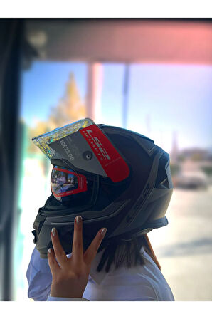 Storm 2 Güneş Vizörlü Faster Mat Tıtanıum Kask Ecr 22.06 Motosiklet Kaskı