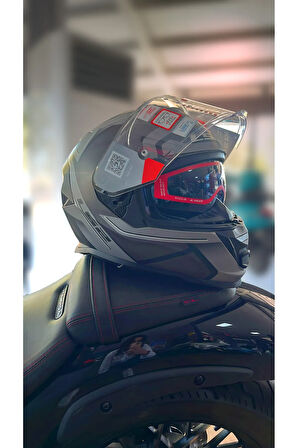 Storm 2 Güneş Vizörlü Faster Mat Tıtanıum Kask Ecr 22.06 Motosiklet Kaskı