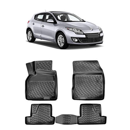Rizline Renault Megane 3 HB 2010-2015  3D Havuzlu Paspas Siyah