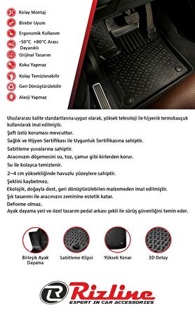 Rizline Renault Megane 3 HB 2010-2015  3D Havuzlu Paspas Siyah