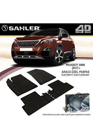 Sahler Peugeot 3008  2016 ve Sonrası 4.5D Havuzlu Paspas Siyah