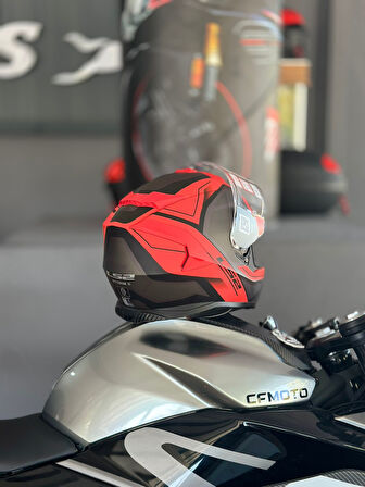 LS2 Storm 2 Faster  Mat Kırmızı-Tıtanıum  Motosiklet Kaskı ECR 22.06  Sertifikalı 2XL