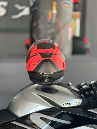 LS2 Storm 2 Faster  Mat Kırmızı-Tıtanıum  Motosiklet Kaskı ECR 22.06  Sertifikalı 2XL