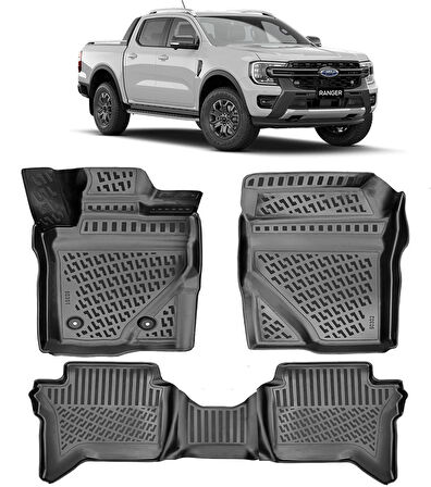 Rizline Ford Ranger 2023+ 3D Havuzlu Paspas Siyah
