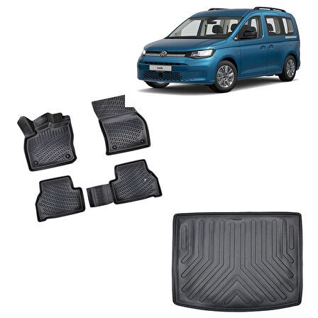 Volkswagen Caddy 2021 ve Sonrası 3D Havuzlu Paspas ve Bagaj Havuzu Set