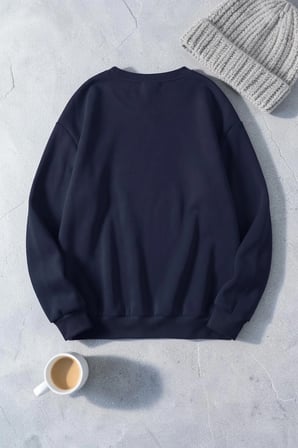 Unisex Gül & Silüet Baskılı Bisiklet Yaka Sweatshirt
