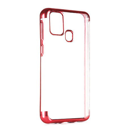 Galaxy M31 Kılıf İnce Köşeleri Renkli Şeffaf Silikon