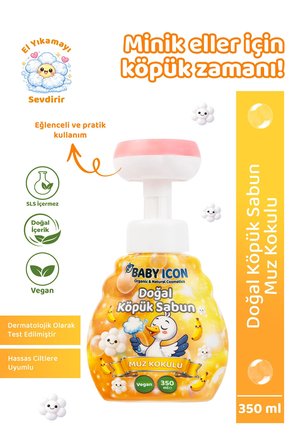Baby İcon Doğal Çocuk Köpük El Sabunu 350 ml Muz Kokulu Vegan Parabensiz Köpük