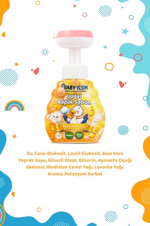 Baby İcon Doğal Çocuk Köpük El Sabunu 350 ml Muz Kokulu Vegan Parabensiz Köpük