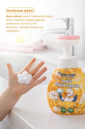 Baby İcon Doğal Çocuk Köpük El Sabunu 350 ml Muz Kokulu Vegan Parabensiz Köpük