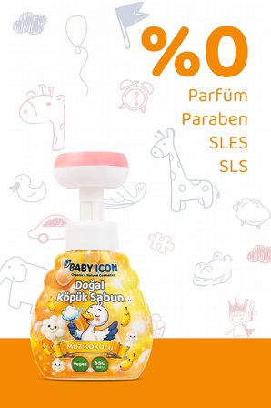 Baby İcon Doğal Çocuk Köpük El Sabunu 350 ml Muz Kokulu Vegan Parabensiz Köpük