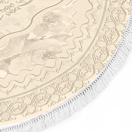 Dekoreko İnci Halı Dijital Saçaklı Yuvarlak 1856 Desen 2