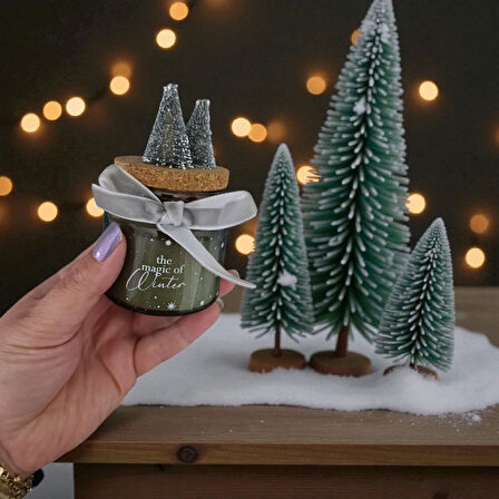 Yılbaşı Temalı Yoğun Kokulu Vegan Mum – Doğal Soyawax, Dekoratif Hediyelik 